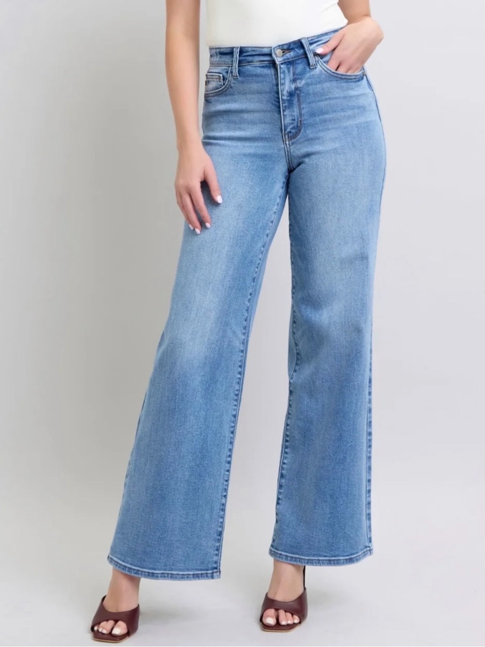Light Blue High-Rise Wide Leg Jeans